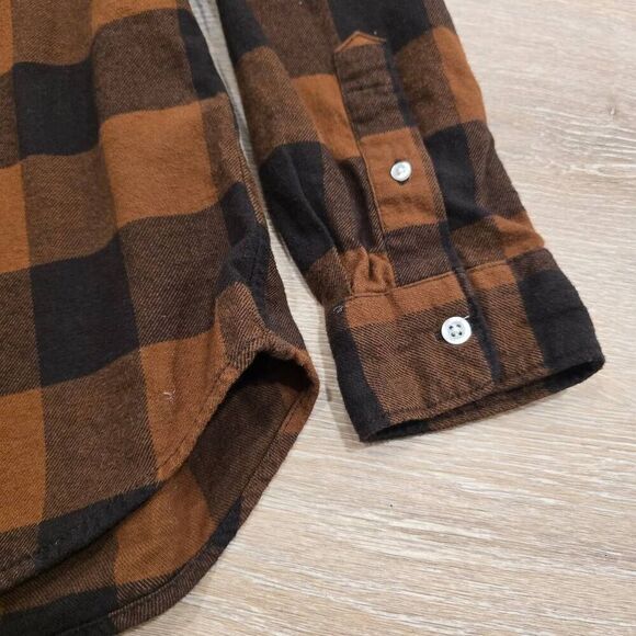 Gap Shirt Men's Small Brown Flannel Standard Fit 100% Organic Cotton Button-Up - Picture 2 of 8